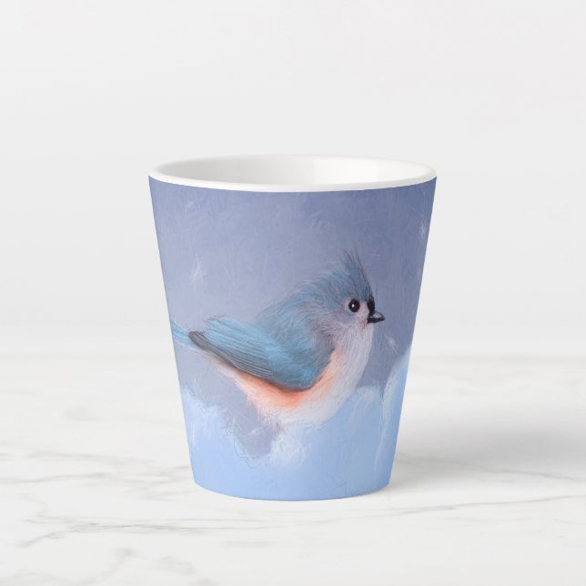 Tufted Titmouse Painting - Cute Original Dog Art Latte Mug (Front)