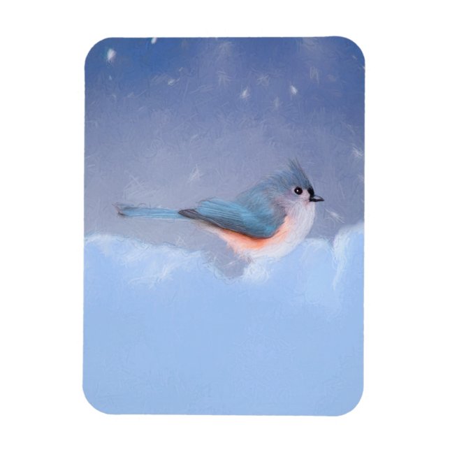 Tufted Titmouse Painting - Cute Original Dog Art Magnet (Vertical)