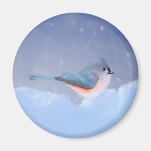 Tufted Titmouse Painting - Cute Original Dog Art Magnet
