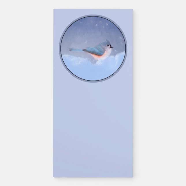 Tufted Titmouse Painting - Cute Original Dog Art Magnetic Notepad (Front)