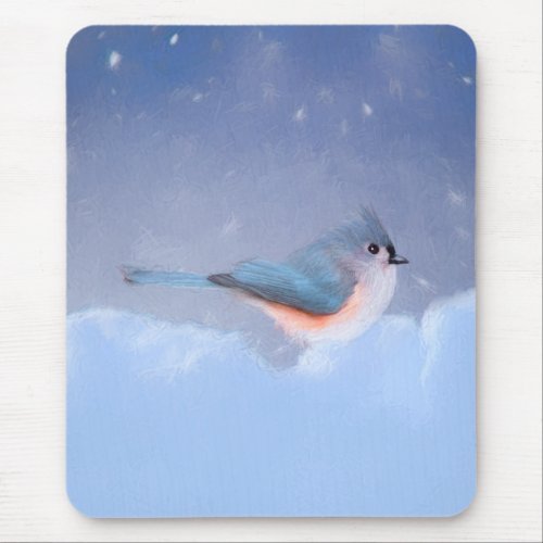Tufted Titmouse Painting _ Cute Original Dog Art Mouse Pad
