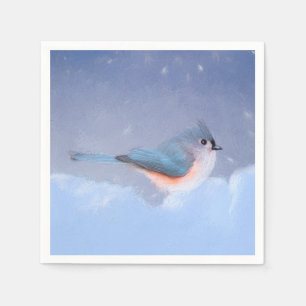 Tufted Titmouse Painting - Cute Original Dog Art Napkins