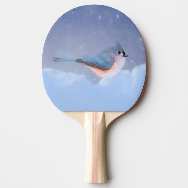 Tufted Titmouse Painting - Cute Original Dog Art Ping Pong Paddle (Front)