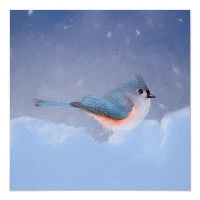 Tufted Titmouse Painting - Cute Original Dog Art Poster (Front)