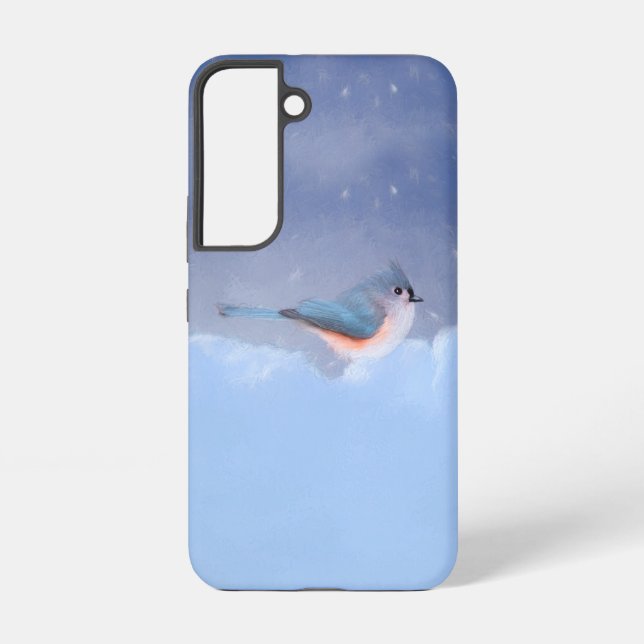 Tufted Titmouse Painting - Cute Original Dog Art Samsung Galaxy Case (Back)