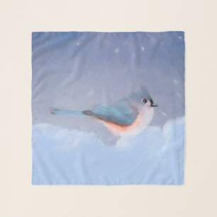 Tufted Titmouse Painting - Cute Original Dog Art Scarf