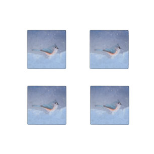 Tufted Titmouse Painting - Cute Original Dog Art Stone Magnet
