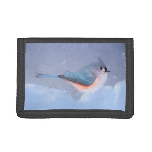 Tufted Titmouse Painting _ Cute Original Dog Art Trifold Wallet