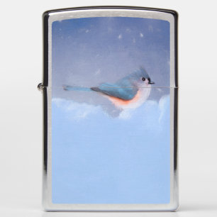Tufted Titmouse Painting - Cute Original Dog Art Zippo Lighter