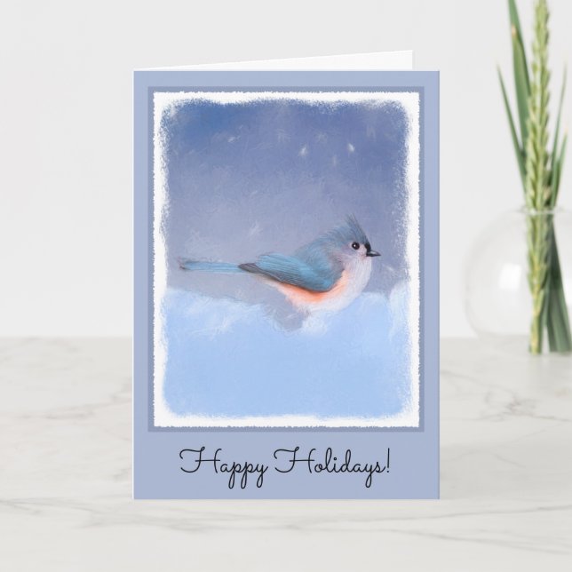 Tufted Titmouse Painting - Original Bird Art Card (Front)