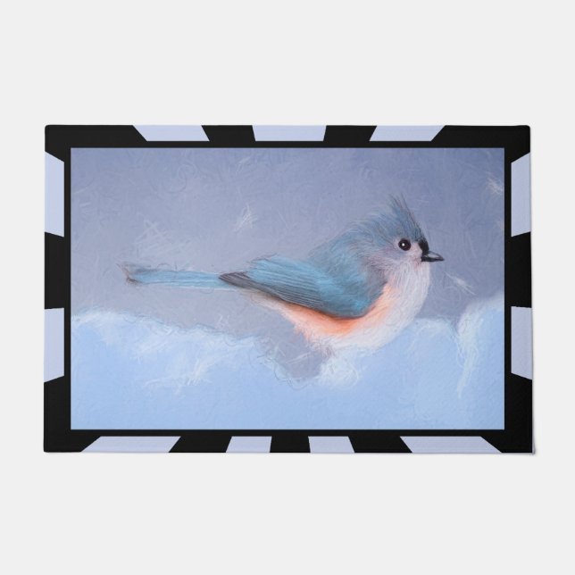 Tufted Titmouse Painting - Original Bird Art Doormat (Front)