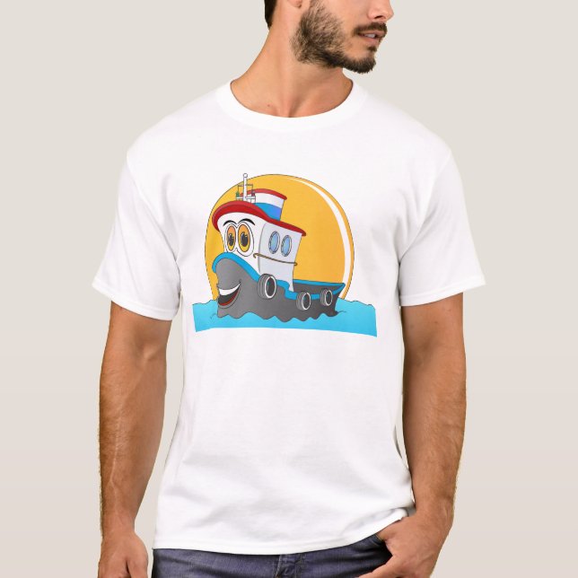 Tug Boat Cartoon T-Shirt (Front)