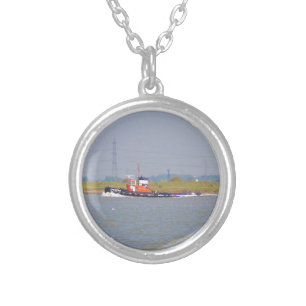 Tug Boat GPS Iberia Silver Plated Necklace