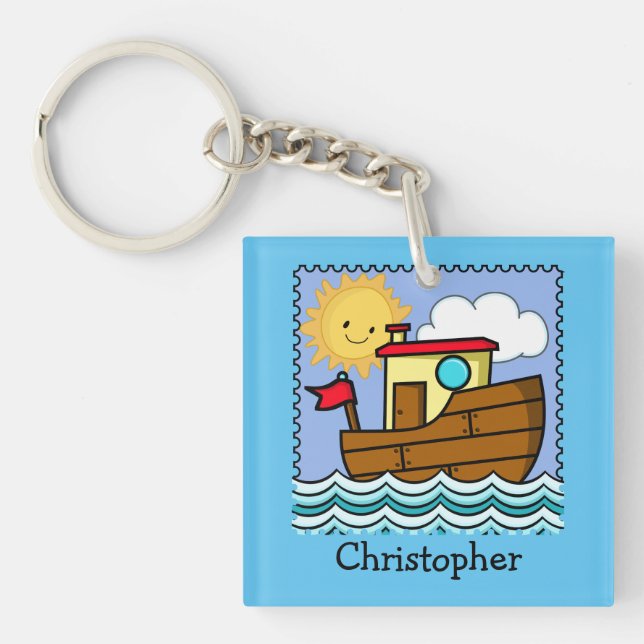 Tug Boat Personalized  Keychain (Front)