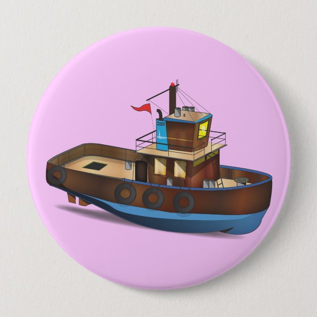 Tug Boat Pinback Button (Front)