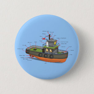 Tug Boat Pinback Button