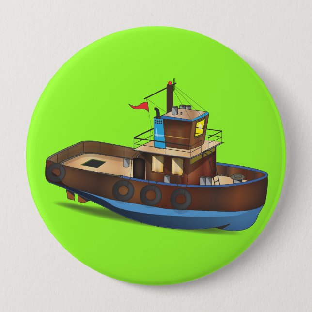 Tug Boat Pinback Button (Front)