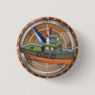 Tug Boat Pinback Button