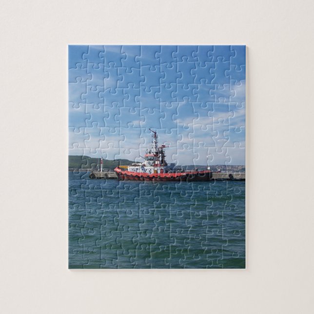 Tug In Harbor Jigsaw Puzzle (Vertical)