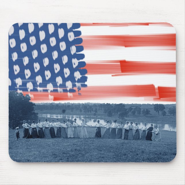 Tug of War Tug O War Women 1890's American Flag Mouse Pad (Front)