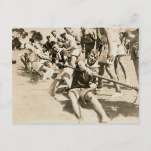Tug of War Vintage Photo Postcard