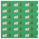 Tug the Samoyed pulling Christmas Tree Fabric