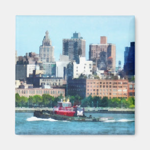 Tugboat Against Manhattan Skyline Magnet