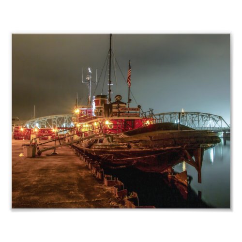 Tugboat at Night Door County Photography Print