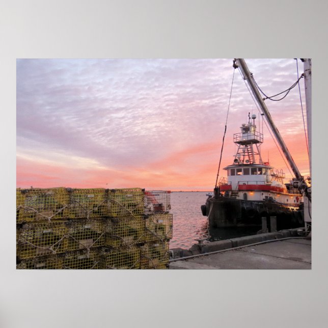 Tugboat at sunrise poster (Front)