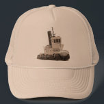 Tugboat hat<br><div class="desc">Celebrate the workhorses of the lakes, rivers and harbors with this illustration of a classic tugboat by cartoonist Don Lee</div>
