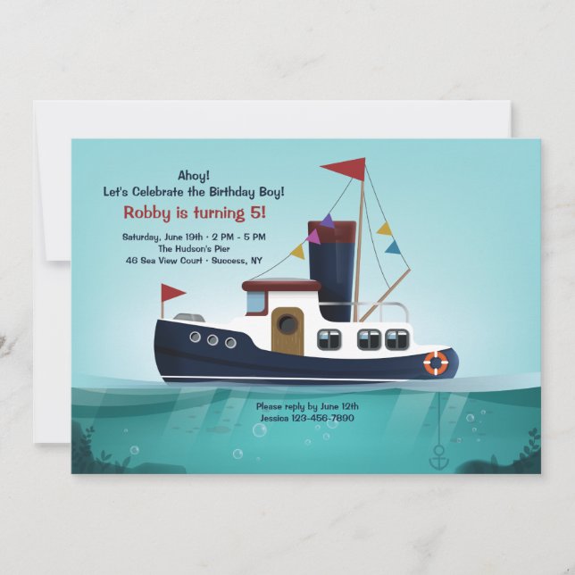 Tugboat Invitation (Front)