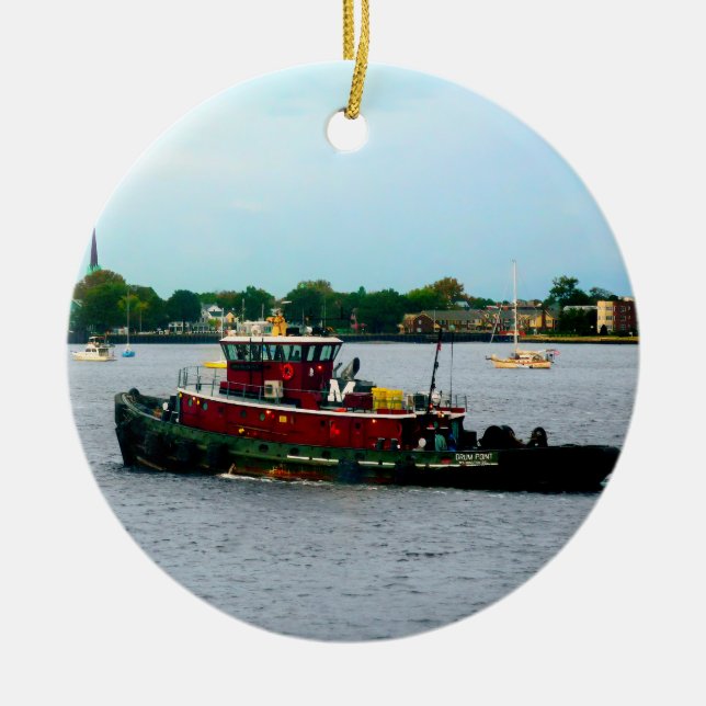 Tugboat Norfolk VA Ceramic Ornament (Front)