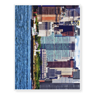 Tugboat Pushing Barge Near Manhattan Skyline Temporary Tattoos