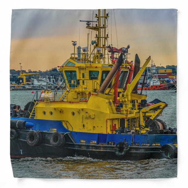 Tugboat sailing at river, montevideo, uruguay bandana (Front)