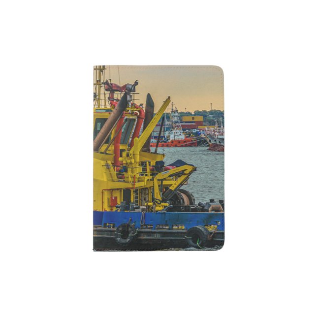 Tugboat sailing at river, montevideo, uruguay passport holder (Front)