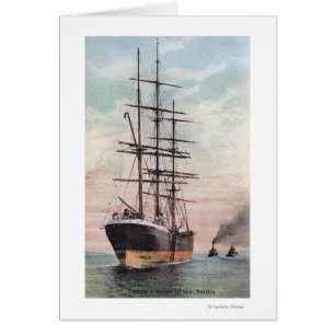 Tugboats Towing a Ship to Sea Cards
