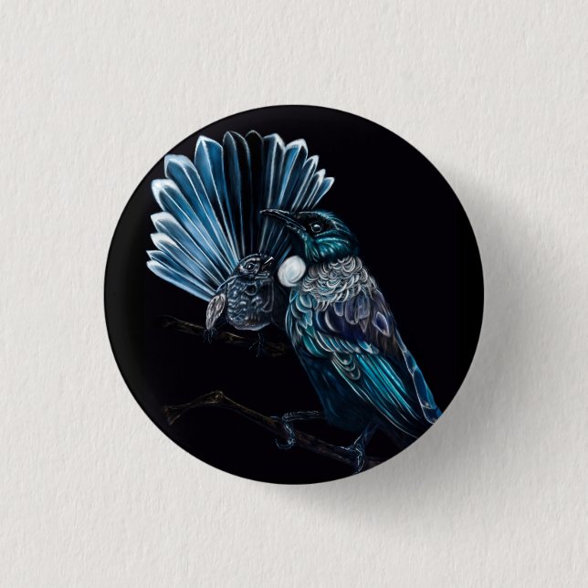 Tui And Piwakawaka Button (Front)