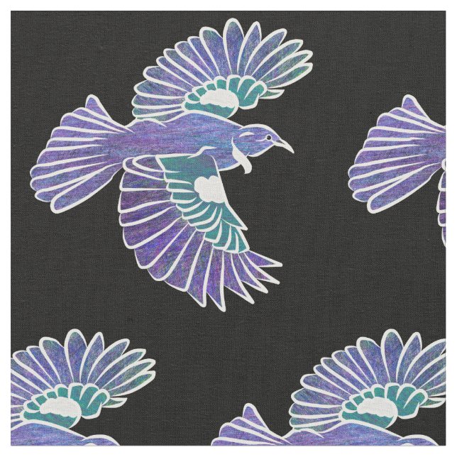 Tui Bird New Zealand Flying Fabric (Close Up)