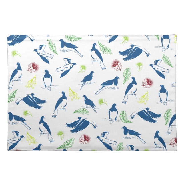 Tui New Zealand Bird Pattern Cloth Placemat (Front)