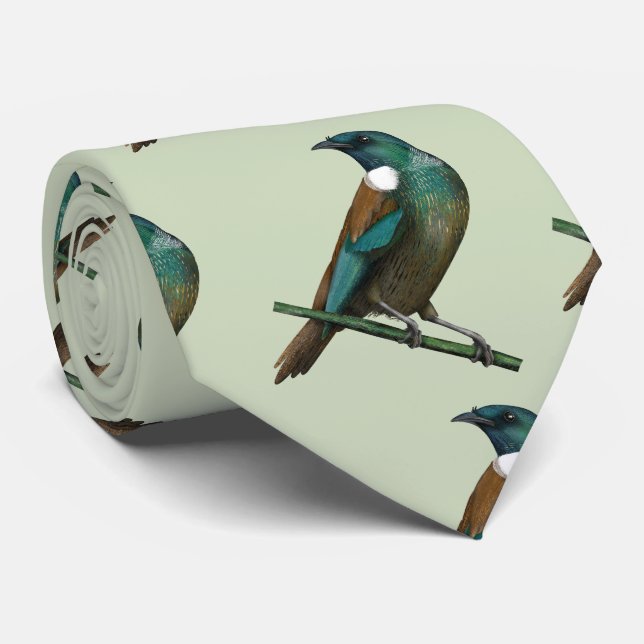 Tui New Zealands Bird Neck Tie (Rolled)