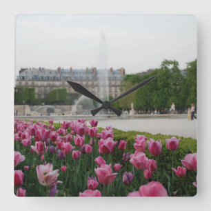 Tuileries Garden in bloom Square Wall Clock