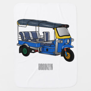 Tuk tuk cartoon illustration baby blanket