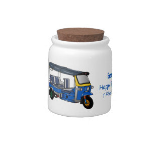 Tuk tuk cartoon illustration candy jar