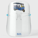 Tuk tuk cartoon illustration face shield