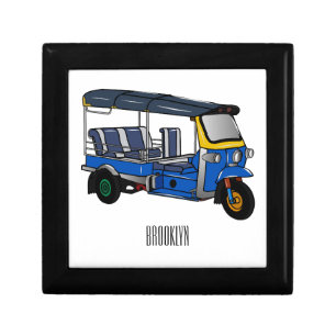 Tuk tuk cartoon illustration gift box