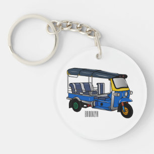 Tuk tuk cartoon illustration keychain