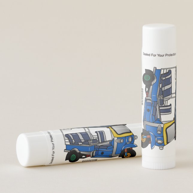 Tuk tuk cartoon illustration lip balm (Front)