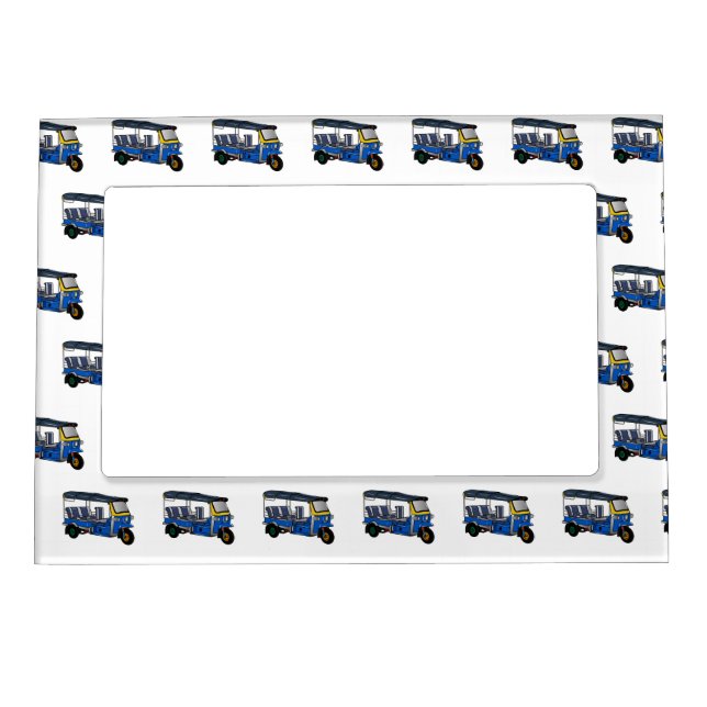 Tuk tuk cartoon illustration magnetic frame (Front)