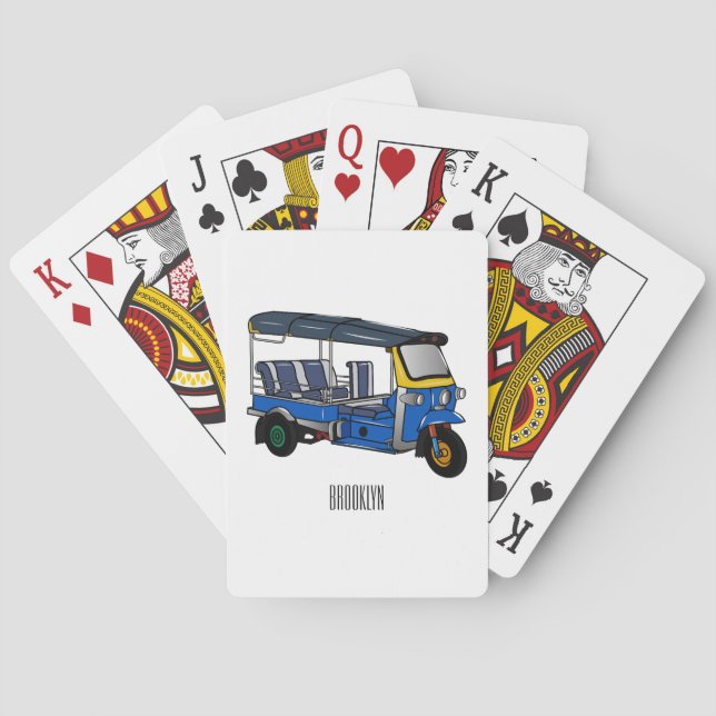 Tuk tuk cartoon illustration poker cards (Back)