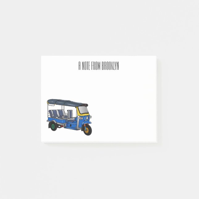 Tuk tuk cartoon illustration post-it notes (Front)